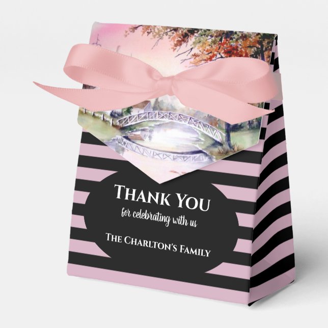 Vattenfärgsmålning för Arched Bridge Houseworling Presentaskar (Framsidan Sidan)