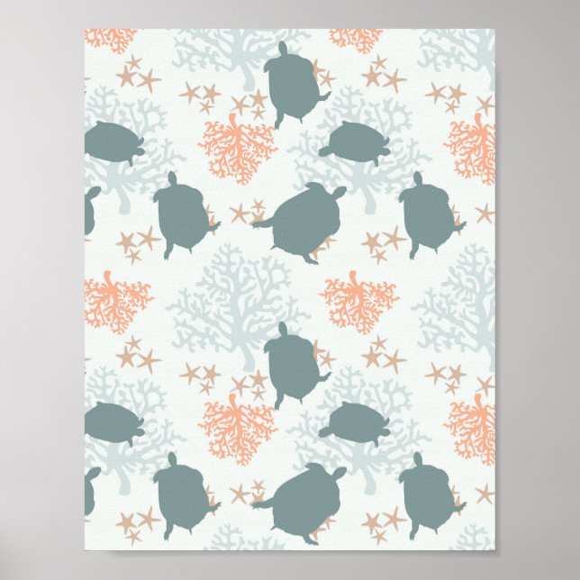 Vattenfärgsmålning för havssköldpaddsdekorfärg poster (Framsidan)