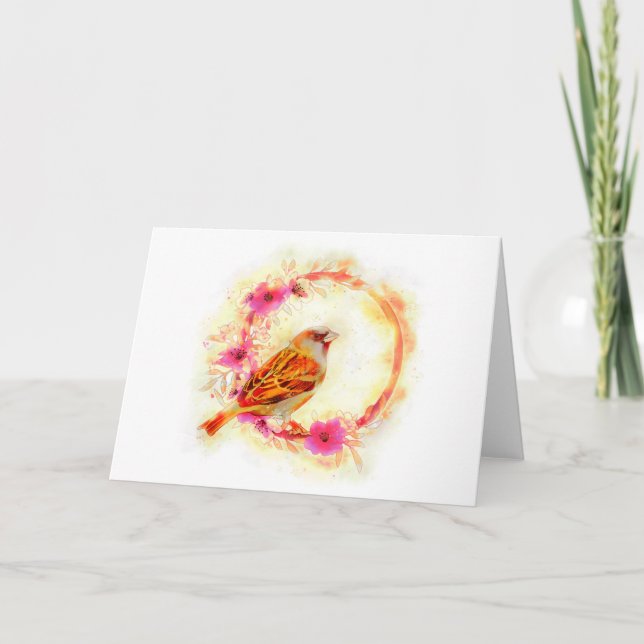 Vattenfärgsmålning för kammargnista och blomstervi helgkort (Framsida)