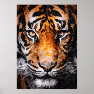 Vattenfärgsmålning för tiger Head Poster