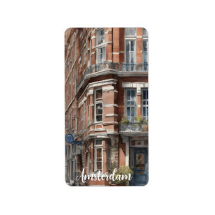 Vattenfärgsmålning i Amsterdam Adressetikett
