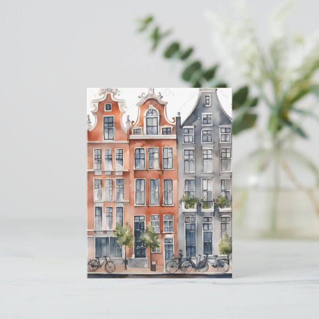 Vattenfärgsmålning i Amsterdam Helg Vykort (Stående Fram)