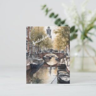 Vattenfärgsmålning i Amsterdam Inbjudan Vykort