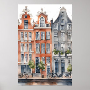 Vattenfärgsmålning i Amsterdam Poster