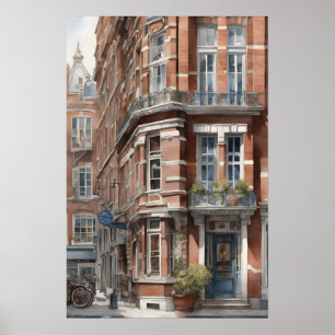 Vattenfärgsmålning i Amsterdam Poster