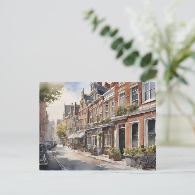 Vattenfärgsmålning i Amsterdam Vykort (Stående Fram)