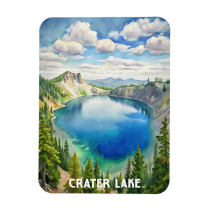 Vattenfärgsmålning i Crater Sjö nationalpark Magnet