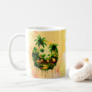 vattenfärgsmålning i liggande kaffemugg