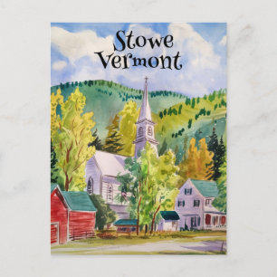 Vattenfärgsmålning i Stowe Vermont Village Vykort