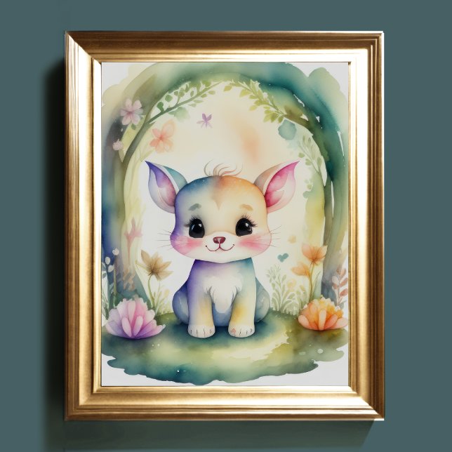 Vattenfärgsmålning Kawaii Chibi Creature II Poster (Skapare uppladdad)