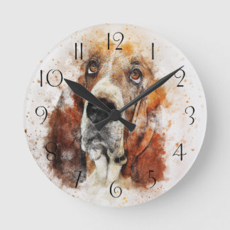 Vattenfärgsmålning med bakåtstödd resurs rund klocka