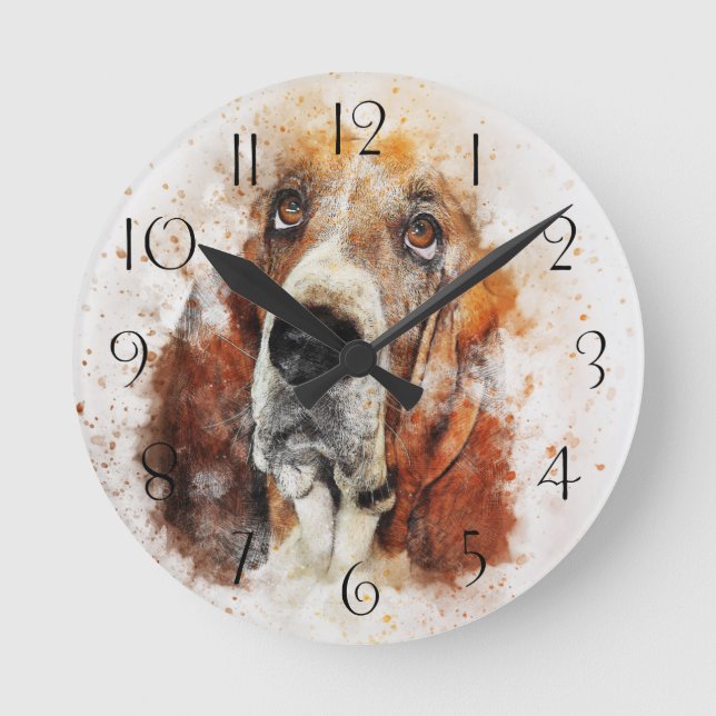 Vattenfärgsmålning med bakåtstödd resurs rund klocka (Framsida)