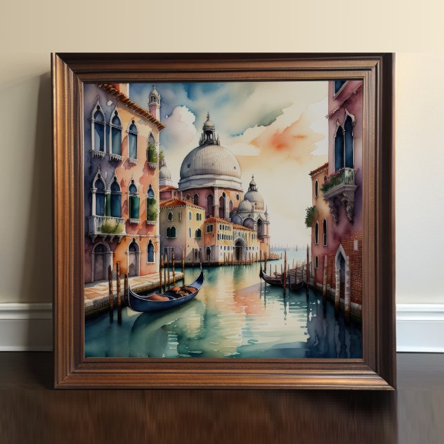 Vattenfärgsmålning Venedig City Scene Gondola 1:1 Poster (Skapare uppladdad)