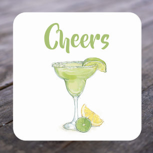 Vattenfärgsmarguerita från Cheers Underlägg Papper Kvadrat