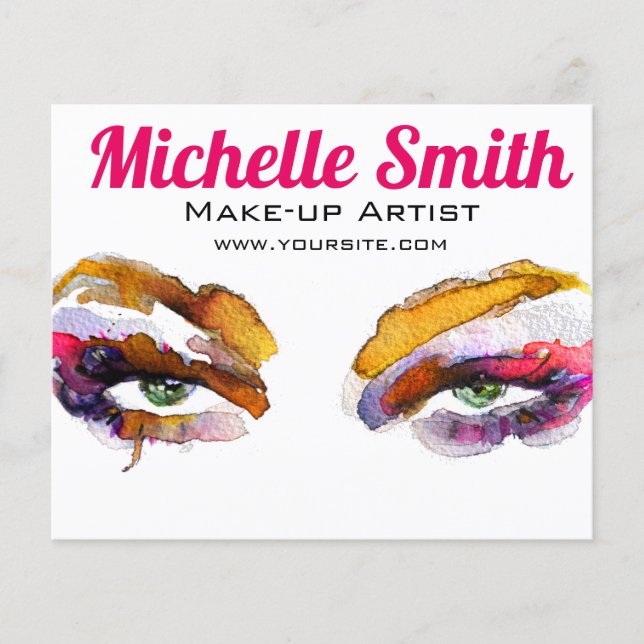 Vattenfärgsmärke rosa öga makeup-branding flygblad (Framsidan)