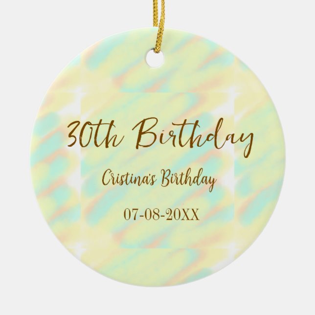 Vattenfärgsmätare för orange i gulten lycklig julgransprydnad keramik (Framsidan)