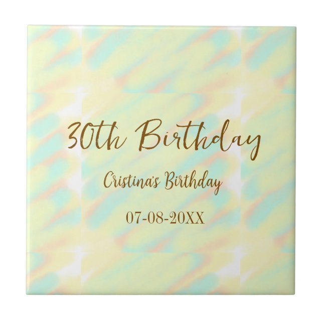 Vattenfärgsmätare för orange i gulten lycklig kakelplatta (Framsidan)