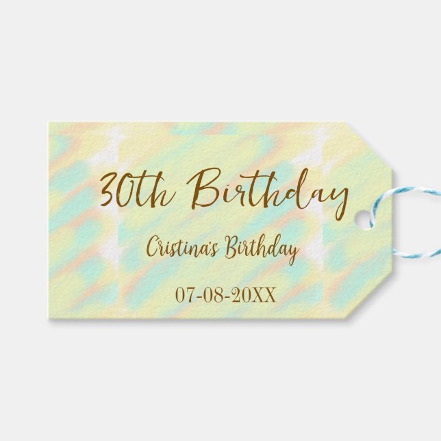 Vattenfärgsmätare för orange i gulten lycklig presentetikett (Framsidan (Horisontell))