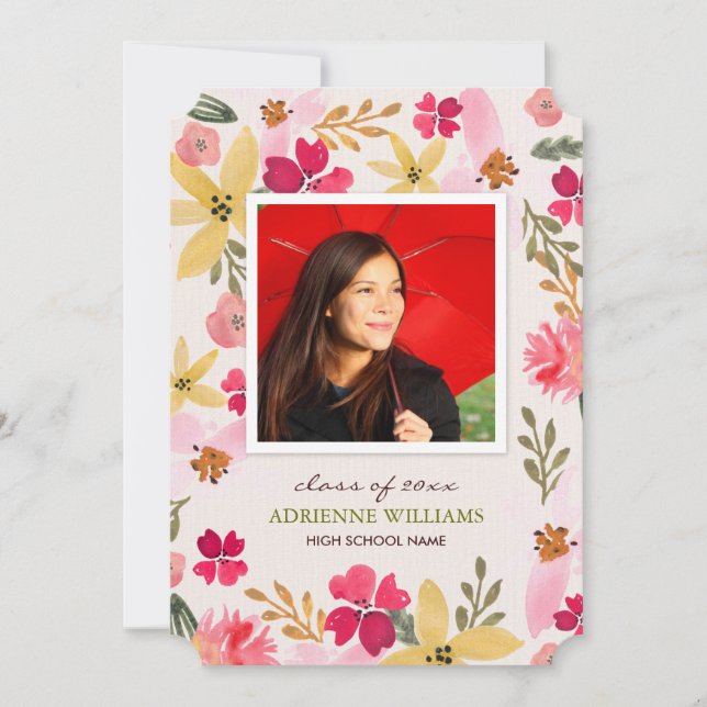 Vattenfärgsmeddelande Blommigt Grad-meddelande Meddelande (Framsida)