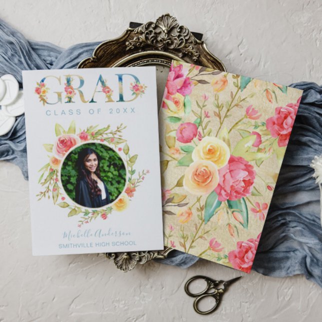 Vattenfärgsmeddelande i Blommigten Photo Studenten Meddelande (Skapare uppladdad)