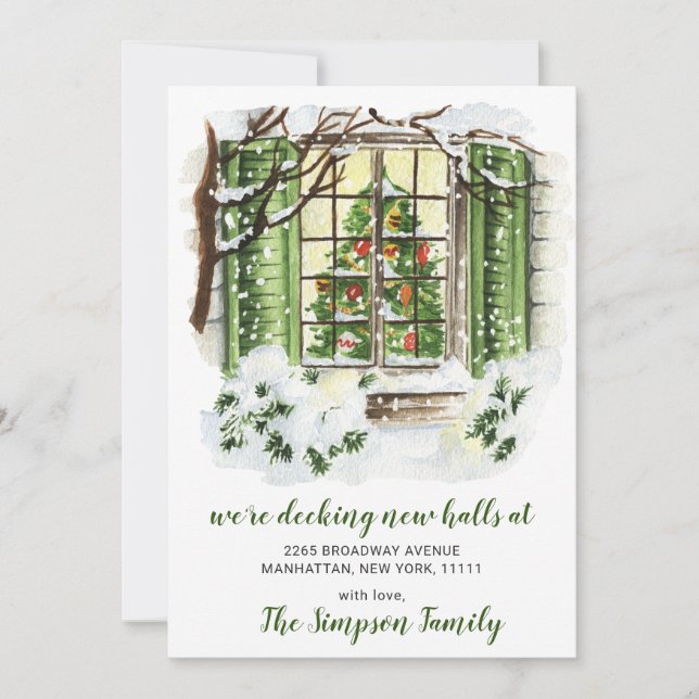 Vattenfärgsmeddelande om Flytta Julgran Meddelande (Framsida)