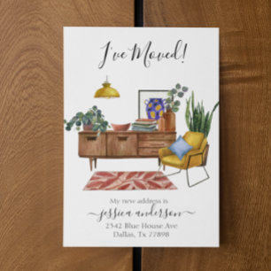 Vattenfärgsmeddelande om hemmet Flytta - meddeland Meddelande Vykort