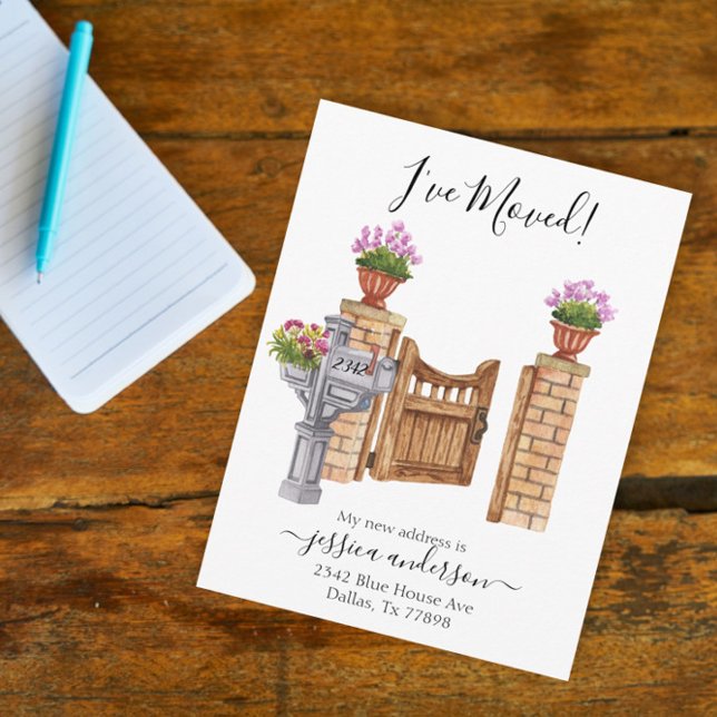 Vattenfärgsmeddelande om hemmet Flytta - meddeland Meddelande Vykort (Skapare uppladdad)