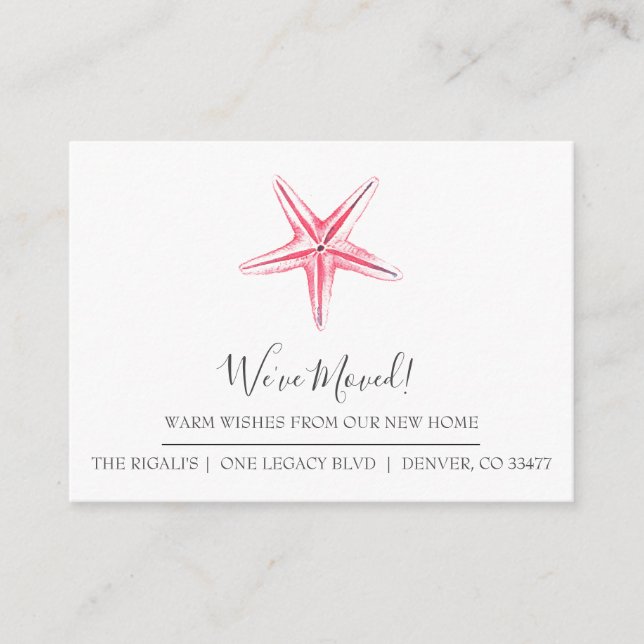 Vattenfärgsmeddelande om ny Flytta i hemmet Tilläggskort (Framsida)