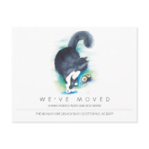 Vattenfärgsmeddelande om ny hemmiljö - Flytta