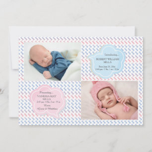 Vattenfärgsmeddelande Zig Zag Photo Birth Meddelande