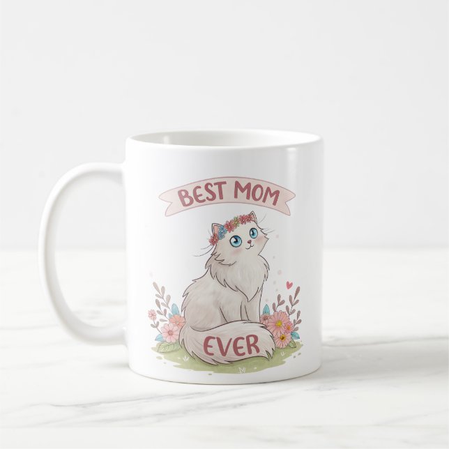 vattenfärgsmedelkatt bäst mamma någonsin mors dag kaffemugg (Vänster)