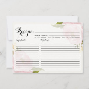 Vattenfärgsmedelkort för Rosa Peonies Recipe II
