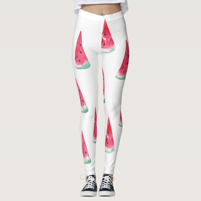 Vattenfärgsmeloner, sömlös sommar mönster. leggings (Framsida)