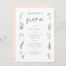 Vattenfärgsmeny, blommigt vid helg-menyn