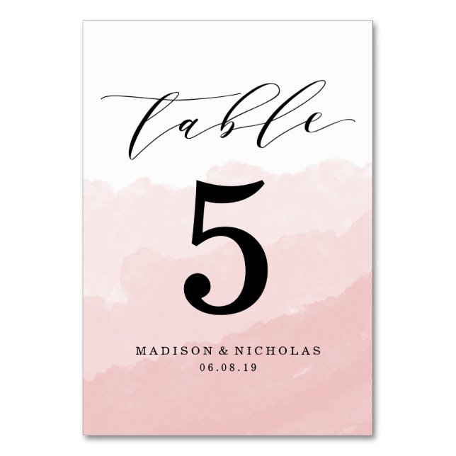 Vattenfärgsmeny | Bordsnummer-kort för Personlig Bordsnummer (Framsidan)