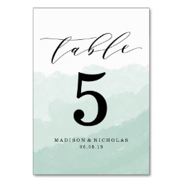 Vattenfärgsmeny | Bordsnummer-kort för Personlig Bordsnummer