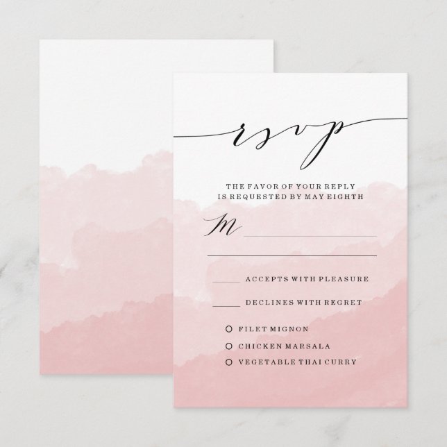 Vattenfärgsmeny | Bröllop OSA kort (Fram/baksida)