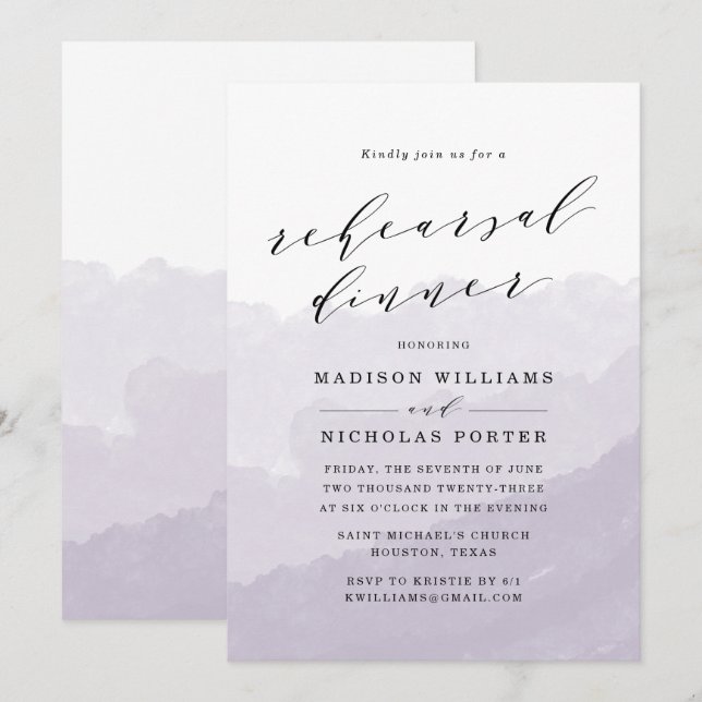 Vattenfärgsmeny | Inbjudan till repetitionsmiddag (Fram/baksida)