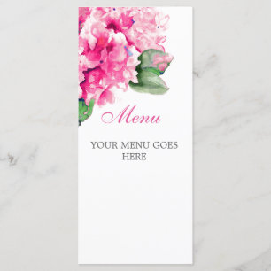 Vattenfärgsmenymkort för Blommigten Fuschia Menu Meny