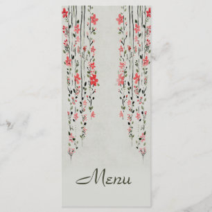 Vattenfärgsmenyn bröllop i Oriental stil blommigt Meny