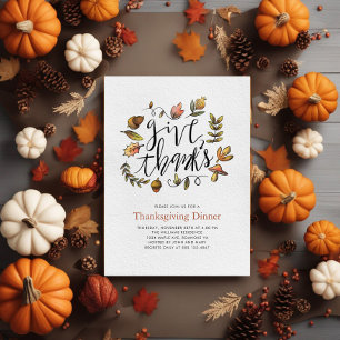 Vattenfärgsmiddag med Höst löv Thanksgiving Inbjudningar