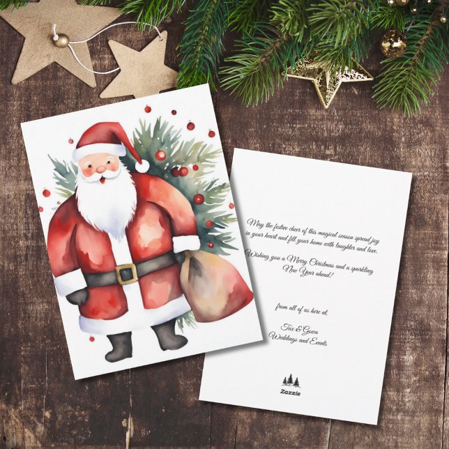 Vattenfärgsminimalistisk Santa Bag Corporate Julaf Julkort (Santa Clause Watercolor Christmas Card)