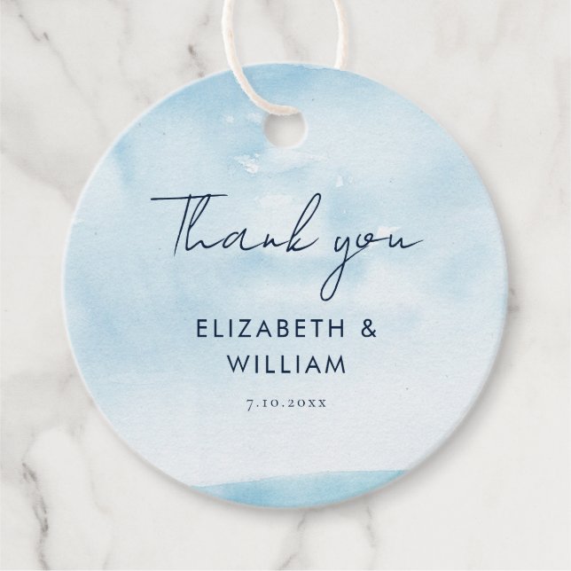Vattenfärgsminimalistskript Tack Bröllop Gåvor Etiketter (Framsida)
