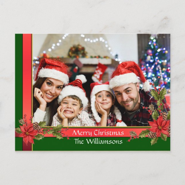 Vattenfärgsmistletoe Framed Julfoto Helg Vykort (Framsida)