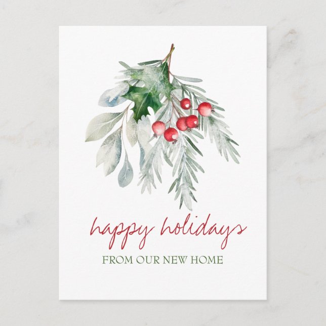 Vattenfärgsmistletoe Meddelande Vykort (Framsida)