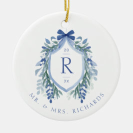 Vattenfärgsmistletoe Vapensköld Monogram Ornament