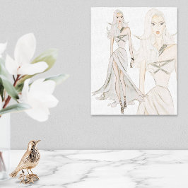 Vattenfärgsmodell Vogue Mode modell Canvastryck