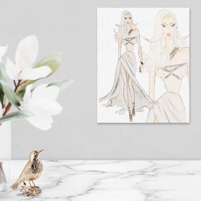 Vattenfärgsmodell Vogue Mode modell Canvastryck (Skapare uppladdad)
