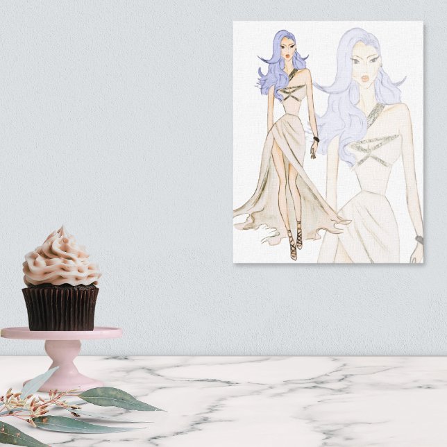 Vattenfärgsmodell Vogue Mode modell Canvastryck (Skapare uppladdad)