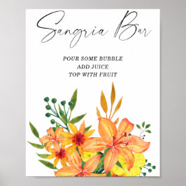 Vattenfärgsmodern blommigt sangria pub poster